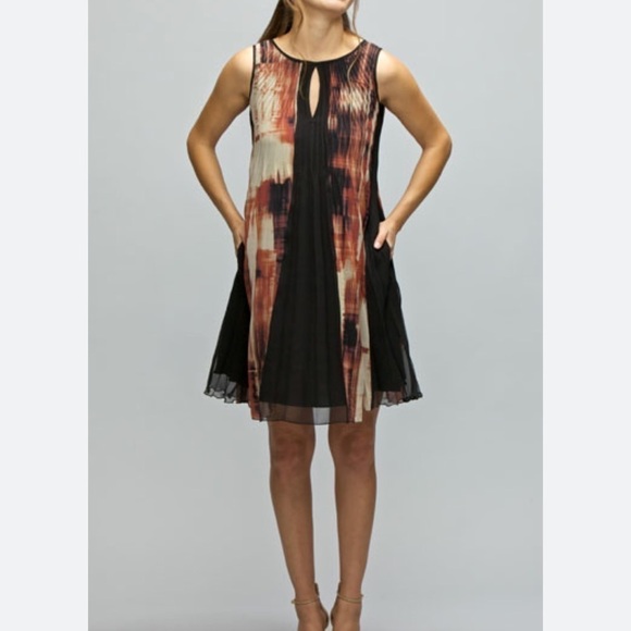 Komarov beautiful black rusty and cream colored dress - Picture 1 of 10